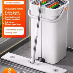 Joybos esfregão com balde e apertar, esfregão plano manual e balde multifuncional de microfibra, ferramentas de limpeza doméstica